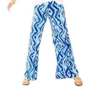 Lilly Pulitzer Blue Silk Patterned Wide Leg Pants